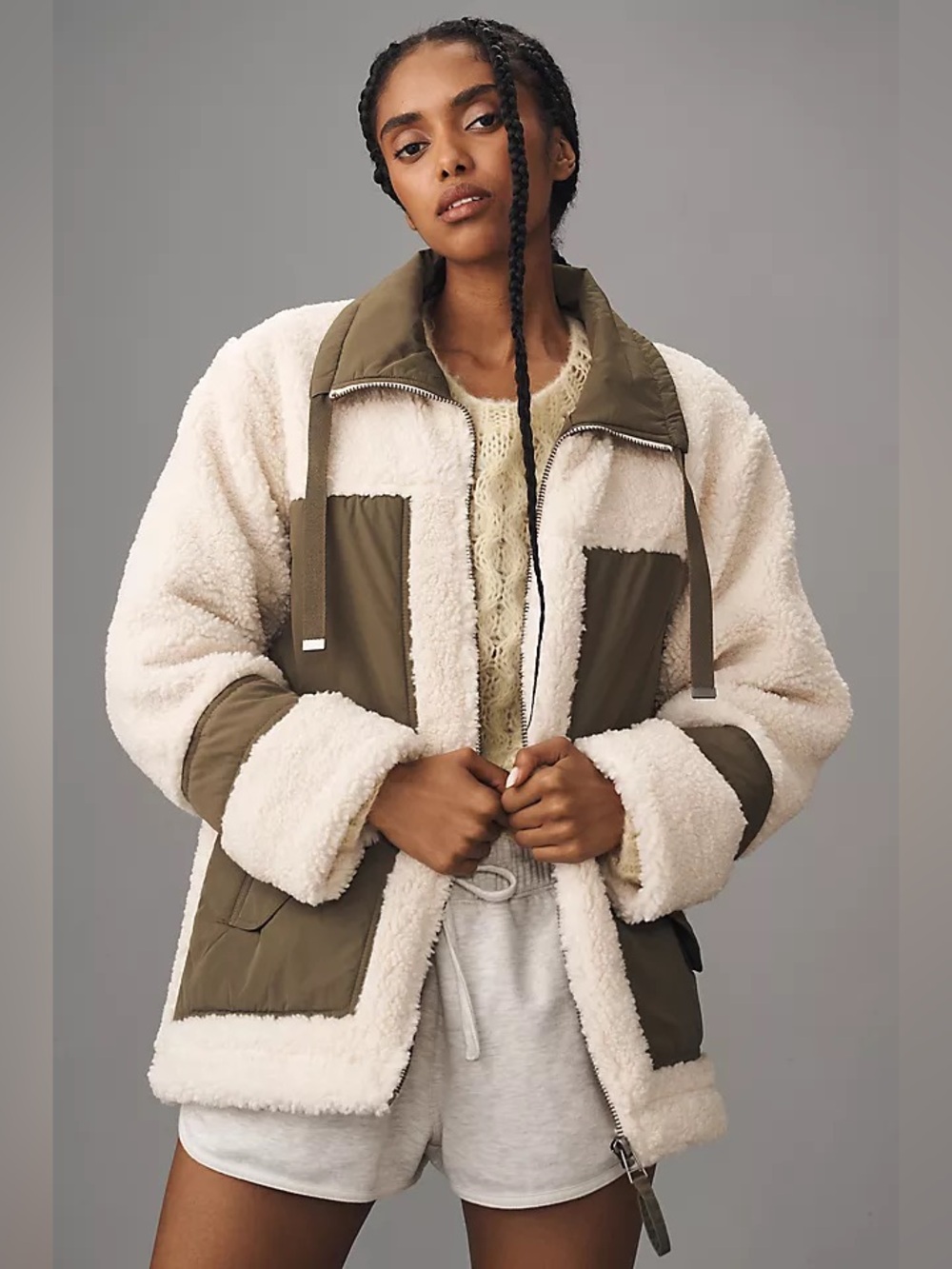 Anthropologie Pilcro Mixed Sherpa Anorak Jacket (Price Firm)